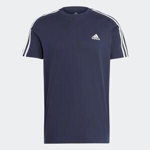 NWT adidas Men's Essentials Single Jersey 3-Stripes T-Shirt, Ink/White, Medium